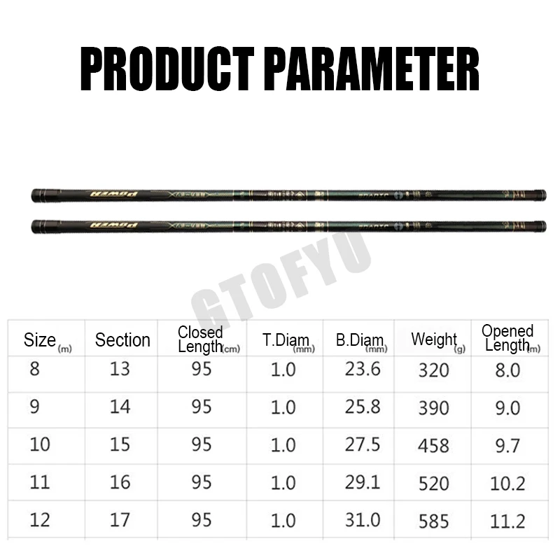Vara de pesca de carbono, 8m,  - Fishing Rod Telescopic avaliação e preço